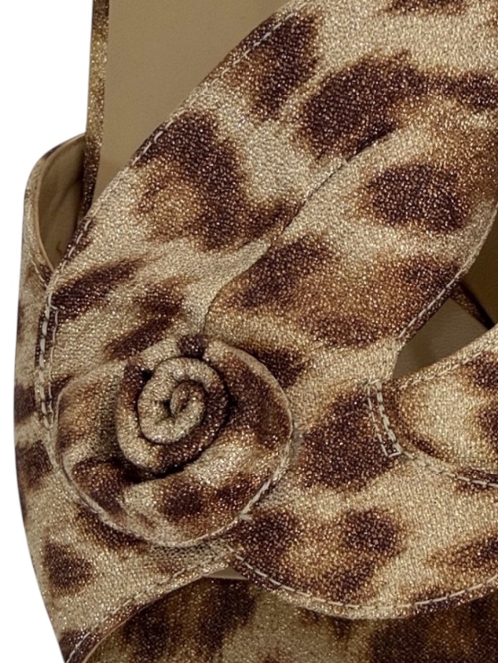 J. Renee Joslin Shimmer Leopard Rosette Slide Sandal Kitten Heel Mule 8.5 - Picture 5 of 12